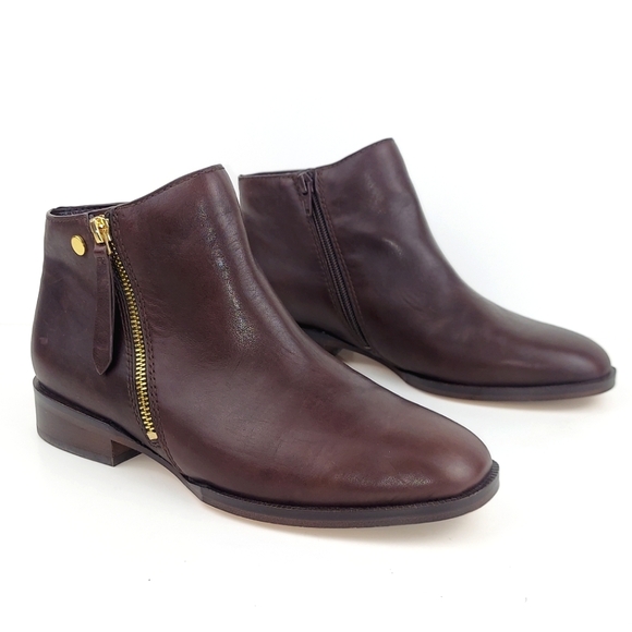 Naturalizer Wide Chocolate Brown 27 Edit Leather Zipper Ankle Boots 8 Wide - Picture 1 of 12